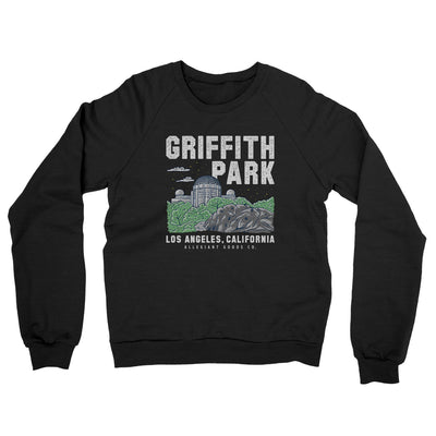 Griffith Park Midweight French Terry Crewneck Sweatshirt-Black-Allegiant Goods Co. Vintage Sports Apparel