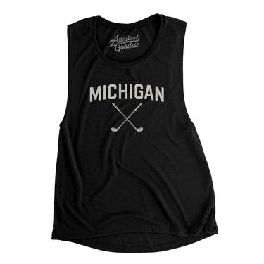 Michigan Golf Women's Flowey Scoopneck Muscle Tank-Black-Allegiant Goods Co. Vintage Sports Apparel