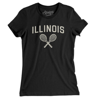 Illinois Tennis Women's T-Shirt-Black-Allegiant Goods Co. Vintage Sports Apparel