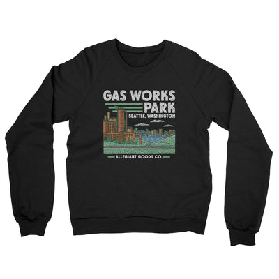 Gas Works Park Midweight French Terry Crewneck Sweatshirt-Black-Allegiant Goods Co. Vintage Sports Apparel