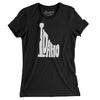 Idaho State Shape Text Women's T-Shirt-Black-Allegiant Goods Co. Vintage Sports Apparel