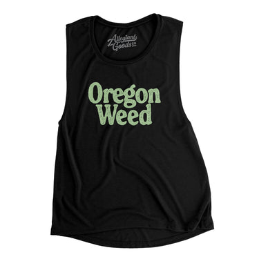 Oregon Weed Women's Flowey Scoopneck Muscle Tank-Black-Allegiant Goods Co. Vintage Sports Apparel