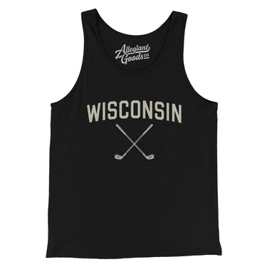 Wisconsin Golf Men/Unisex Tank Top-Black-Allegiant Goods Co. Vintage Sports Apparel