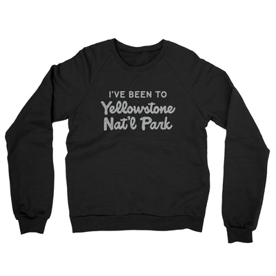 I've Been To Yellowstone National Park Midweight French Terry Crewneck Sweatshirt-Black-Allegiant Goods Co. Vintage Sports Apparel
