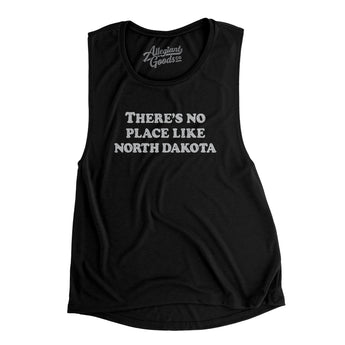 There's No Place Like North Dakota Women's Flowey Scoopneck Muscle Tank-Black-Allegiant Goods Co. Vintage Sports Apparel