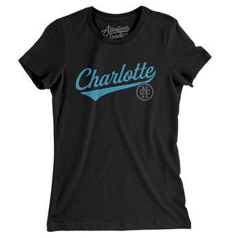 Charlotte Vintage Script Women's T-Shirt-Black-Allegiant Goods Co. Vintage Sports Apparel