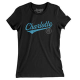 Charlotte Vintage Script Women's T-Shirt-Black-Allegiant Goods Co. Vintage Sports Apparel