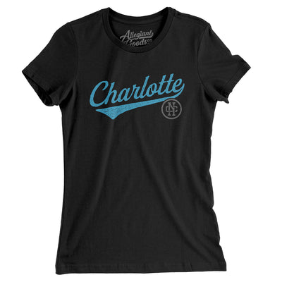 Charlotte Vintage Script Women's T-Shirt-Black-Allegiant Goods Co. Vintage Sports Apparel