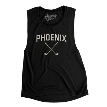 Phoenix Golf Women's Flowey Scoopneck Muscle Tank-Black-Allegiant Goods Co. Vintage Sports Apparel