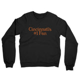 Cincinnati's Number 1 Fan Midweight French Terry Crewneck Sweatshirt-Black-Allegiant Goods Co. Vintage Sports Apparel