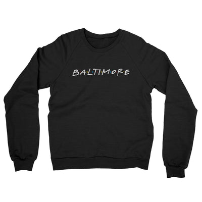 Baltimore Friends Midweight French Terry Crewneck Sweatshirt-Black-Allegiant Goods Co. Vintage Sports Apparel