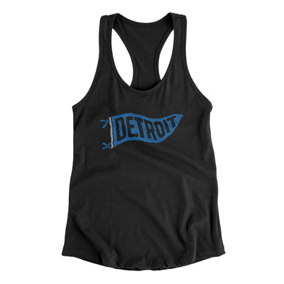 Detroit Pennant Women's Racerback Tank-Black-Allegiant Goods Co. Vintage Sports Apparel