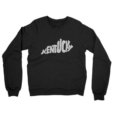 Kentucky State Shape Text Midweight French Terry Crewneck Sweatshirt-Black-Allegiant Goods Co. Vintage Sports Apparel