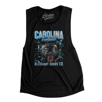 Carolina Football Throwback Mascot Women's Flowey Scoopneck Muscle Tank-Black-Allegiant Goods Co. Vintage Sports Apparel