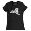 New York State Shape Text Women's T-Shirt-Black-Allegiant Goods Co. Vintage Sports Apparel