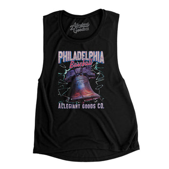 Philadelphia Baseball Throwback Mascot Women's Flowey Scoopneck Muscle Tank-Allegiant Goods Co. Vintage Sports Apparel