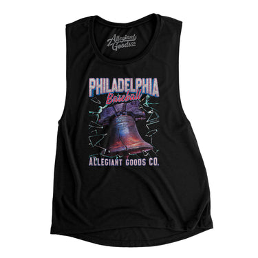 Philadelphia Baseball Throwback Mascot Women's Flowey Scoopneck Muscle Tank-Allegiant Goods Co. Vintage Sports Apparel