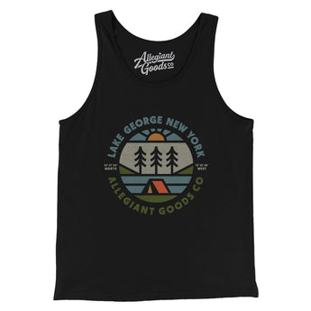 Lake George New York Retro Badge Men/Unisex Tank Top-Black-Allegiant Goods Co. Vintage Sports Apparel