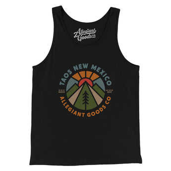 Taos New Mexico Retro Badge Men/Unisex Tank Top-Black-Allegiant Goods Co. Vintage Sports Apparel