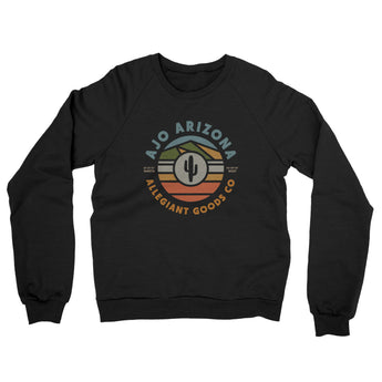Ajo Arizona Retro Badge Midweight French Terry Crewneck Sweatshirt-Black-Allegiant Goods Co. Vintage Sports Apparel