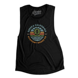Eureka California Retro Badge Women's Flowey Scoopneck Muscle Tank-Black-Allegiant Goods Co. Vintage Sports Apparel