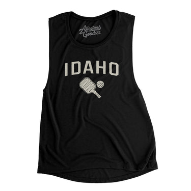 Idaho Pickleball Women's Flowey Scoopneck Muscle Tank-Black-Allegiant Goods Co. Vintage Sports Apparel