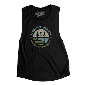 Florence Oregon Retro Badge Women's Flowey Scoopneck Muscle Tank-Allegiant Goods Co. Vintage Sports Apparel