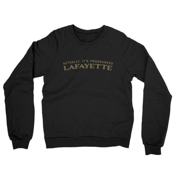 Actually It's Pronounced Lafayette Midweight French Terry Crewneck Sweatshirt-Black-Allegiant Goods Co. Vintage Sports Apparel