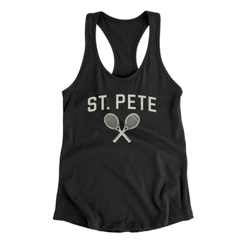 St. Pete Tennis Women's Racerback Tank-Black-Allegiant Goods Co. Vintage Sports Apparel