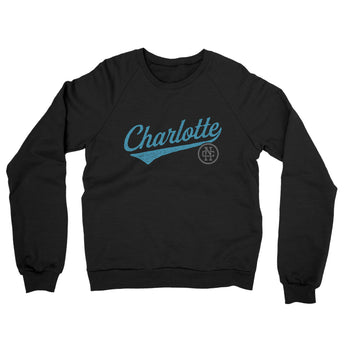 Charlotte Vintage Script Midweight French Terry Crewneck Sweatshirt-Black-Allegiant Goods Co. Vintage Sports Apparel