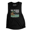 Gas Works Park Women's Flowey Scoopneck Muscle Tank-Black-Allegiant Goods Co. Vintage Sports Apparel