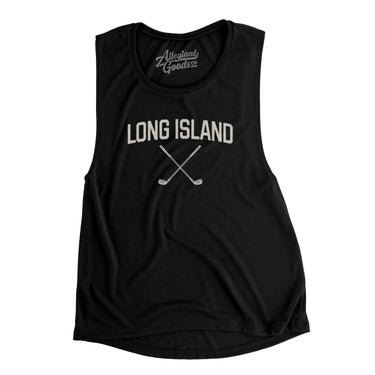 Long Island Golf Women's Flowey Scoopneck Muscle Tank-Black-Allegiant Goods Co. Vintage Sports Apparel