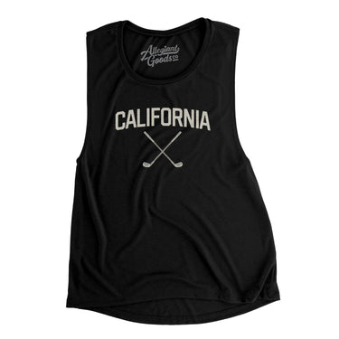 California Golf Women's Flowey Scoopneck Muscle Tank-Black-Allegiant Goods Co. Vintage Sports Apparel