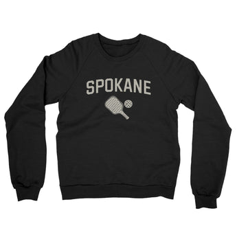 Spokane Pickleball Midweight French Terry Crewneck Sweatshirt-Black-Allegiant Goods Co. Vintage Sports Apparel