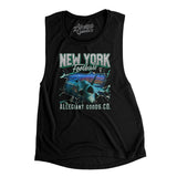 New York Football Throwback Mascot Women's Flowey Scoopneck Muscle Tank-Allegiant Goods Co. Vintage Sports Apparel