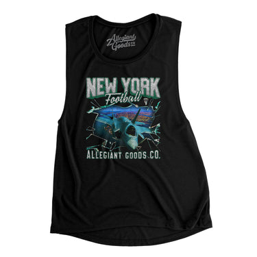 New York Football Throwback Mascot Women's Flowey Scoopneck Muscle Tank-Allegiant Goods Co. Vintage Sports Apparel
