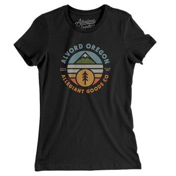 Alvord Oregon Retro Badge Women's T-Shirt-Black-Allegiant Goods Co. Vintage Sports Apparel
