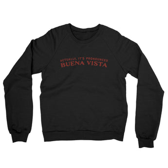 Actually It's Pronounced Buena Vista Midweight French Terry Crewneck Sweatshirt-Black-Allegiant Goods Co. Vintage Sports Apparel