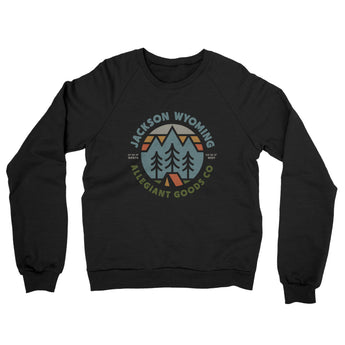 Jackson Wyoming Retro Badge Midweight French Terry Crewneck Sweatshirt-Black-Allegiant Goods Co. Vintage Sports Apparel