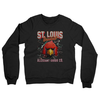 St Louis Baseball Throwback Mascot Midweight French Terry Crewneck Sweatshirt-Allegiant Goods Co. Vintage Sports Apparel