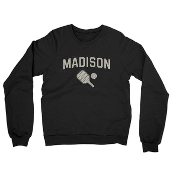 Madison Pickleball Midweight French Terry Crewneck Sweatshirt-Black-Allegiant Goods Co. Vintage Sports Apparel
