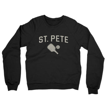 St. Pete Pickleball Midweight French Terry Crewneck Sweatshirt-Black-Allegiant Goods Co. Vintage Sports Apparel