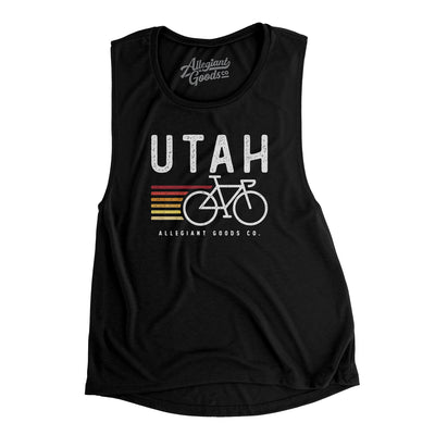 Utah Cycling Women's Flowey Scoopneck Muscle Tank-Black-Allegiant Goods Co. Vintage Sports Apparel