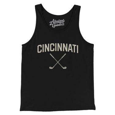 Cincinnati Golf Men/Unisex Tank Top-Black-Allegiant Goods Co. Vintage Sports Apparel
