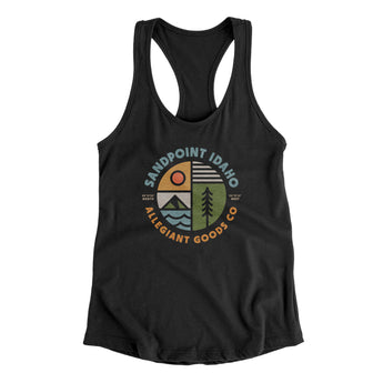 Sandpoint Idaho Retro Badge Women's Racerback Tank-Black-Allegiant Goods Co. Vintage Sports Apparel