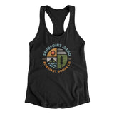 Sandpoint Idaho Retro Badge Women's Racerback Tank-Black-Allegiant Goods Co. Vintage Sports Apparel