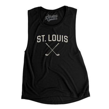 St. Louis Golf Women's Flowey Scoopneck Muscle Tank-Black-Allegiant Goods Co. Vintage Sports Apparel