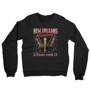 New Orleans Basketball Throwback Mascot Midweight French Terry Crewneck Sweatshirt-Allegiant Goods Co. Vintage Sports Apparel