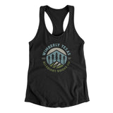 Wimberly Texas Retro Badge Women's Racerback Tank-Black-Allegiant Goods Co. Vintage Sports Apparel