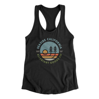Seaside California Retro Badge Women's Racerback Tank-Black-Allegiant Goods Co. Vintage Sports Apparel